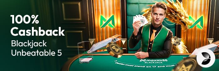 Maxim88 blackjack cashback promotion banner