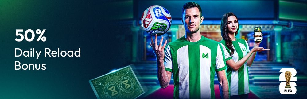 Maxim88 daily reload bonus promotion banner